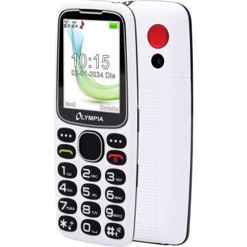 Olympia Star podziņu telefons, 2.4" ekrāns 240x320px, 1450mAh akumulators, balts