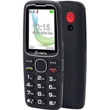 Olympia Star podziņu telefons, 2.4" ekrāns 240x320px, 1450mAh akumulators, melns