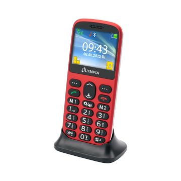 Olympia Sun podziņu telefons, 1.8" ekrāns 128x160px, 1000mAh akumulators, sarkans