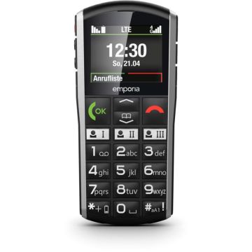 Emporia SIMPLICITY podziņu telefons, 2.4" ekrāns 240x320px, 1000mAh akumulators, melns