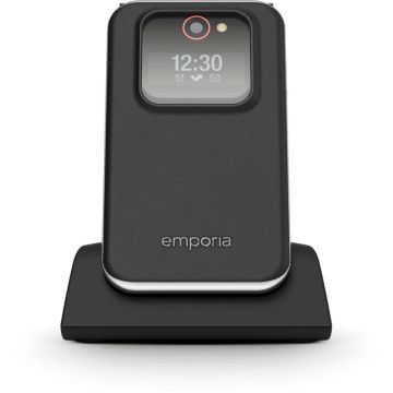 Emporia Joy podziņu telefons, 2.4" ekrāns 240x320px, 1000mAh akumulators, melns