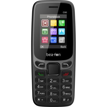 Bea-Fon C80 mobilais tālrunis, 2.8" ekrāns, 3G, Dual SIM, 1000mAh akumulators, melns