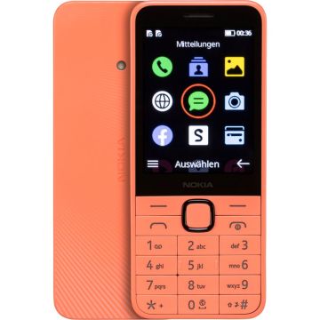 Nokia 215 4G mobilais tālrunis, 2.4" ekrāns, 4G, 1150mAh akumulators, Facebook un WhatsApp atbalsts, persiku