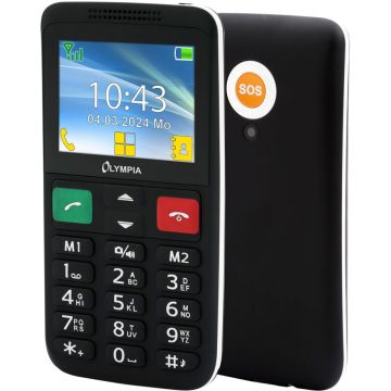 Olympia Lux mobilais tālrunis, 2.4" ekrāns, 3G, 1000mAh akumulators, SOS poga, melns