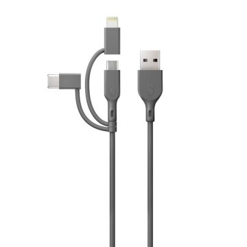 GP CY1N Uzlādes un sinhronizācijas kabelis 1m 3in1 USB-A to Micro/USB-C/Lightning