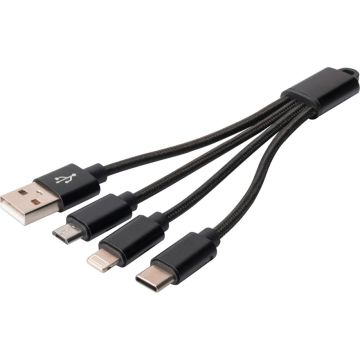 Digitus 3-in-1 ar kabeli USB-A + Lightning + Micro USB + USB-C