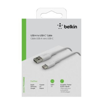 Belkin USB-C/USB-A kabelis 3m PVC, balts