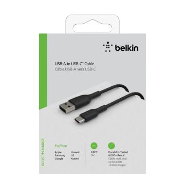 Belkin USB-C/USB-A kabelis 3m PVC, melns