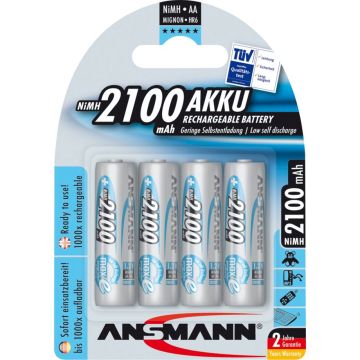 Ansmann maxE NiMH uzlādējamās AA baterijas 2100 mAh 4 gab.