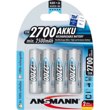 Ansmann AA 2500 mAh uzlādējamās baterijas 4 gab.