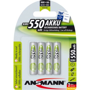 Ansmann maxE NiMH uzlādējamās AAA baterijas 550 mAh 4 gab.