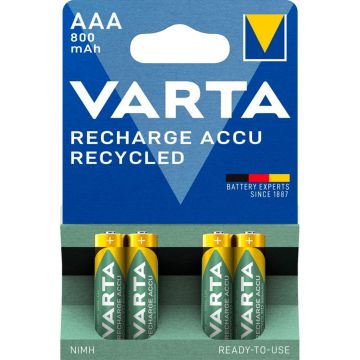 Varta RECHARGE ACCU Recycled AAA 800 mAh NiMH akumulatori 4 gab.