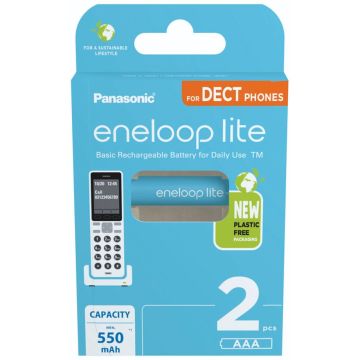 Panasonic Eneloop lite AAA 550mAh NiMH akumulatori DECT 2 gab.