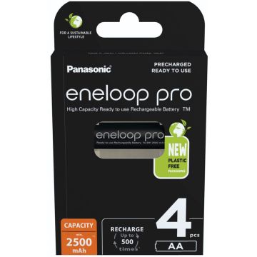 Panasonic Eneloop Pro AA 2500mAh NiMH akumulatori 4 gab.