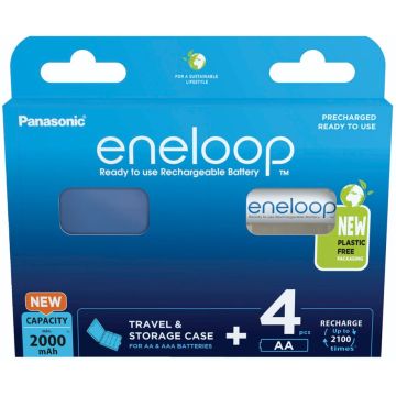 Panasonic Eneloop AA 2000mAh akumulatori ar kasti 4 gab.