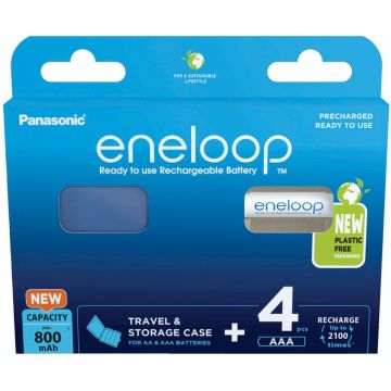 Panasonic Eneloop AAA 800mAh akumulatori ar kasti 4 gab.