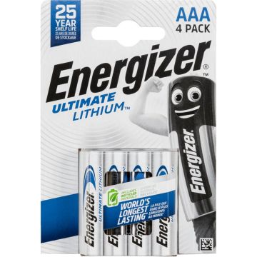 Energizer Ultimate Lithium AAA LR03 1,5V baterijas 4 gab.