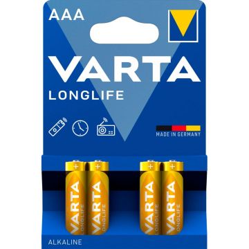 Varta Longlife AAA LR03 baterijas 4 gab.