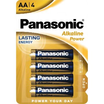 Panasonic Alkaline Power AA LR6 baterijas 4 gab.