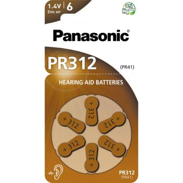 Panasonic PR 312 Zinc Air dzirdes aparāta baterijas 6 gab.