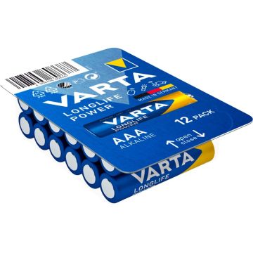 Varta Longlife Power AAA LR03 baterijas lielajā iepakojumā 12 gab.