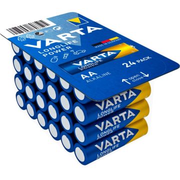 Varta Longlife Power AA LR06 baterijas lielajā iepakojumā 24 gab.