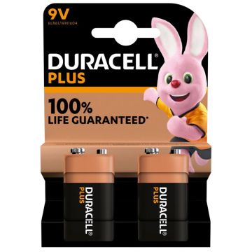 Duracell Plus 9V bloka baterija 2 gab.