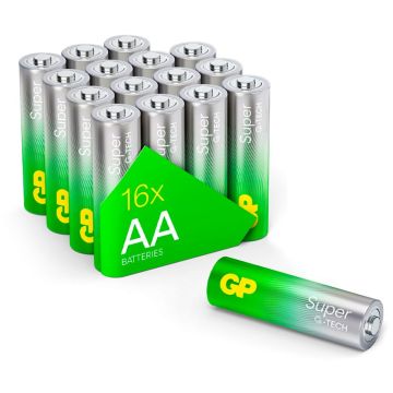 GP Super Alkaline 1,5V AA Mignon LR06 baterijas Rel.03015AETA-S16 16 gab.