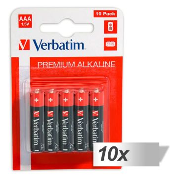 10x10 Verbatim Alkaline battery Micro AAA LR 03 49874