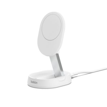 Belkin BOOST Charge Pro Qi2 15W Magnētiskais lādēšanas statīvs, Balts