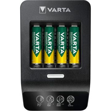 Varta LCD Ultra Fast Lādētājs+ ar 4 Akumulatoriem 2100 mAh AA + 12V