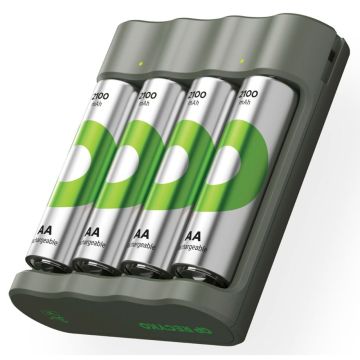 GP ReCyko B441 4-vietīgs USB lādētājs ar 4x AA NiMh 2100mAh akumulatoriem