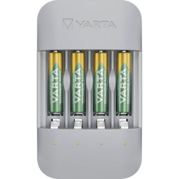 Varta Eco Pro lādētājs no pārstrādātiem materiāliem + 4x 2100 mAh AA baterijām