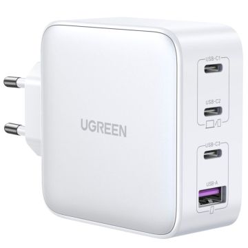 UGREEN USB-A + 3x USB-C 100W GaN ātrais sienas lādētājs, EU, melns