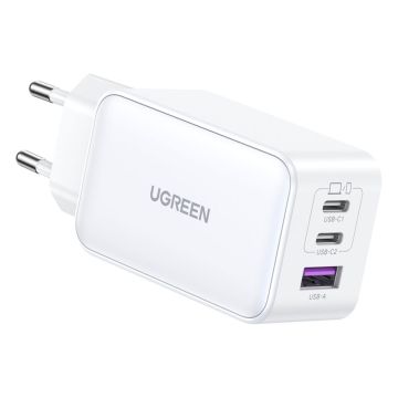 UGREEN Nexode USB-A + 2x USB-C 140W ātrais lādētājs ar USB-C kabel 2mi, balts