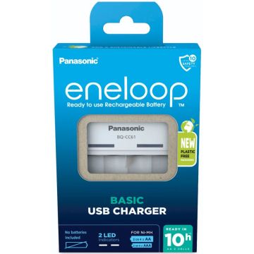 Panasonic Eneloop Basic USB lādētājs BQ-CC61 ar 4xAA akumulatoriem