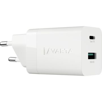 Varta Speed lādētājs, 38W GaN PD, USB-C 20W + USB-A 18W, balts