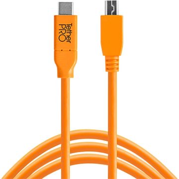 Tether Tools USB-C uz 2.0 Mini B 5-Pin 4,60m oranžs