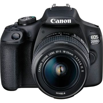 Canon EOS 2000D Spoguļkamera Komplekts ar EF-S 18-55 IS II Objektīvu, 24.1MP, 3" Ekrāns, Full HD Video