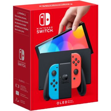 Nintendo Switch (OLED modelis) Hibrīdā spēļu konsole, 7" OLED ekrāns, sarkani/zili kontrolieri