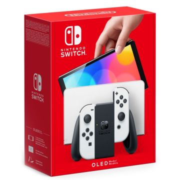 Nintendo Switch (OLED modelis) Hibrīdā spēļu konsole, 7" OLED ekrāns, balti kontrolieri