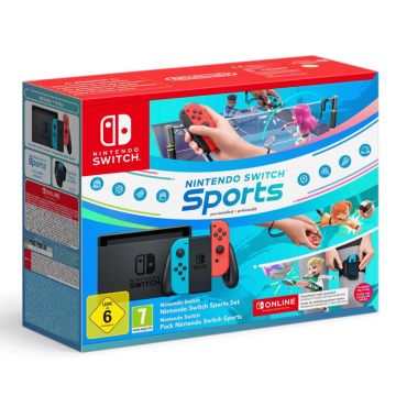 Nintendo Switch Konsole zili-sarkana ar Switch Sports komplektu