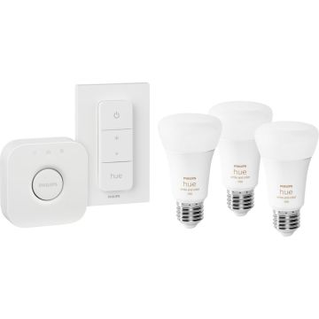 Philips Hue LED spuldze E27, 3 gab., balta, Amb. + komplekts