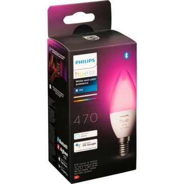 Philips Hue LED svece E14 BT 5,3W 470lm balta, Ambiance