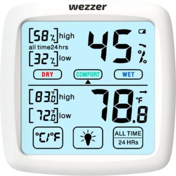 Levenhuk Wezzer Teo TH30 termo-higrometrs ar temperatūras un mitruma sensoru, melns