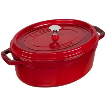 Staub Ovālā Cocotte, 29cm, čuguns, ķiršu sarkans