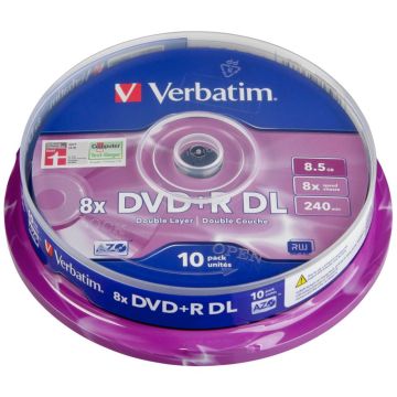 Verbatim DVD+R Double Layer 8,5GB 8x ātrumu, matēts sudrabs 10 gab.