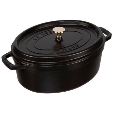 Staub Ovālā Cocotte, 29cm, čuguns, melns