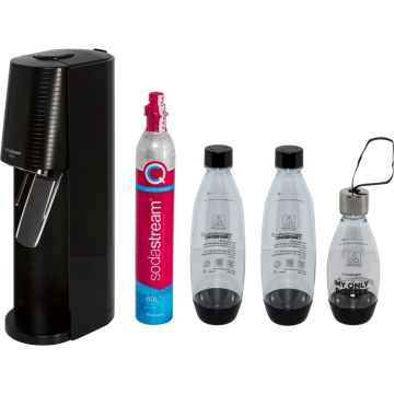 SodaStream Terra ūdens gāzētājs, melns, akcijas komplekts ar 3 pudelēm