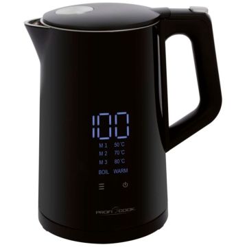 Proficook PC-WKS 1243 elektriskā tējkanna, melna, 1.5L, 2200W